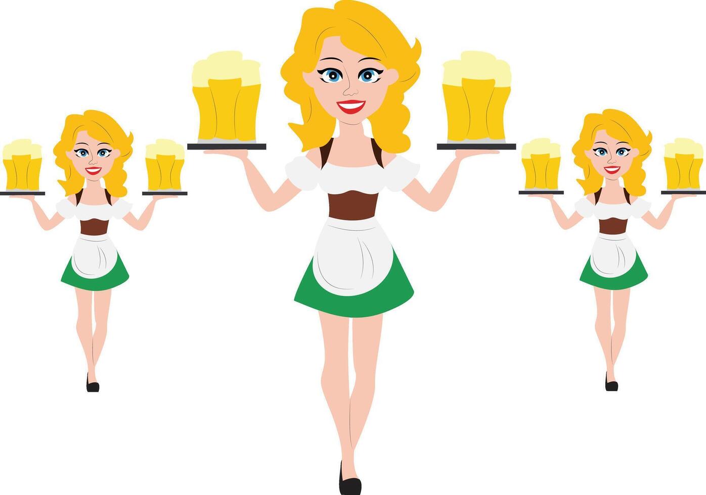 Oktoberfest Blonde Beer Girl Serving Oktoberfest vector