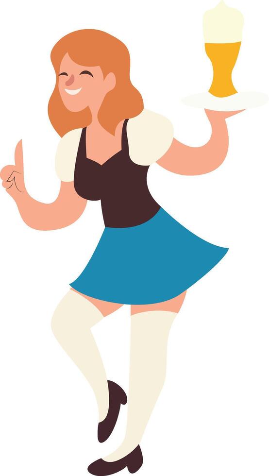 Oktoberfest Happy Server Serving Beer Oktoberfest vector