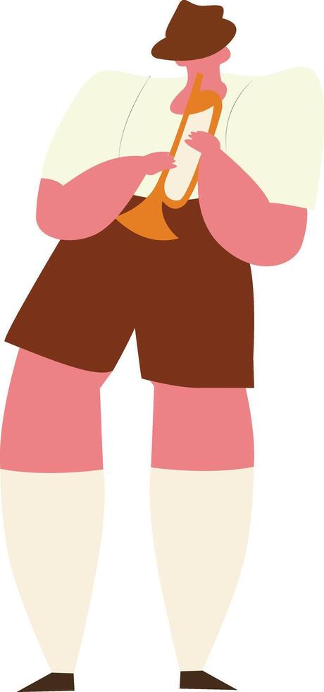 Oktoberfest Man Playing Trumpet, Bavarian Outfit vector