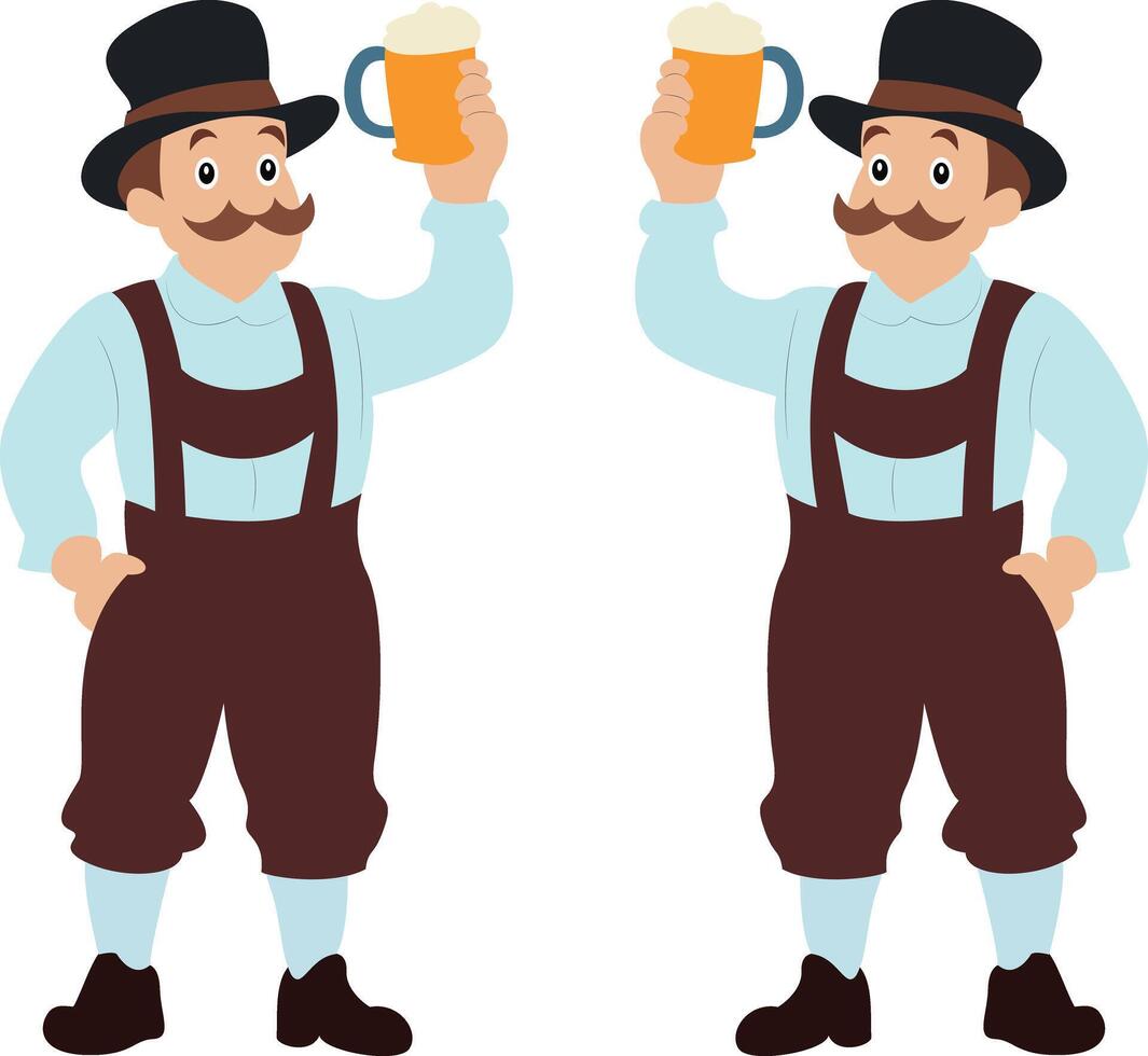 Oktoberfest Two Men Toasting Beer Oktoberfest vector