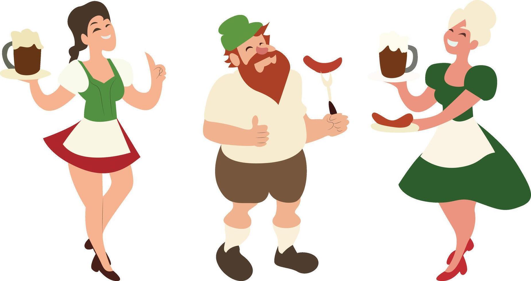 Oktoberfest Oktoberfest Servers Beer Sausage Food vector