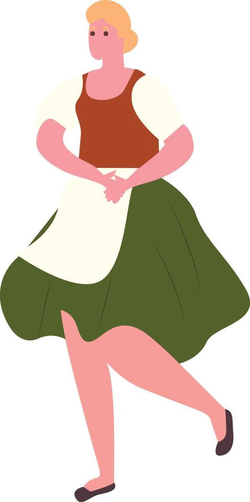Oktoberfest Blonde Woman Dirndl Dress Walking Illustration vector