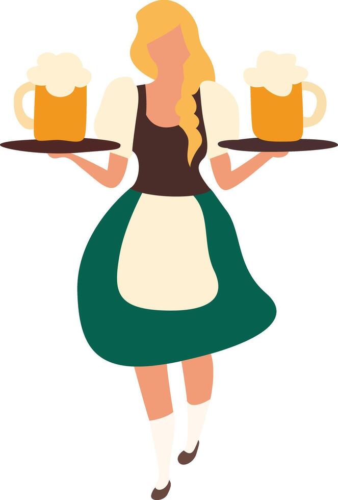 Oktoberfest Oktoberfest Waitress Carrying Beer Steins vector