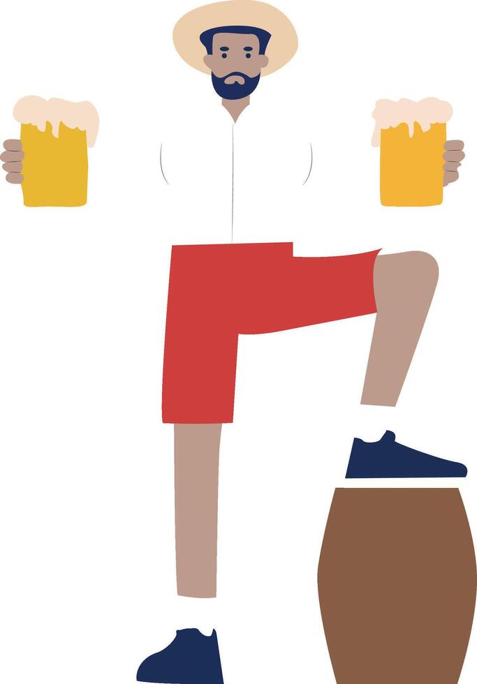 Oktoberfest Man Beer Barrel Summer Casual Drink vector