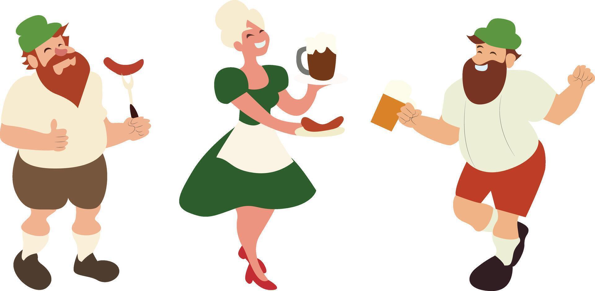 Oktoberfest Oktoberfest Cartoon People Beer Sausage vector