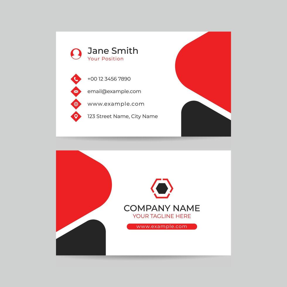 Black and Red Modern Business Card with Two Sides Card vector