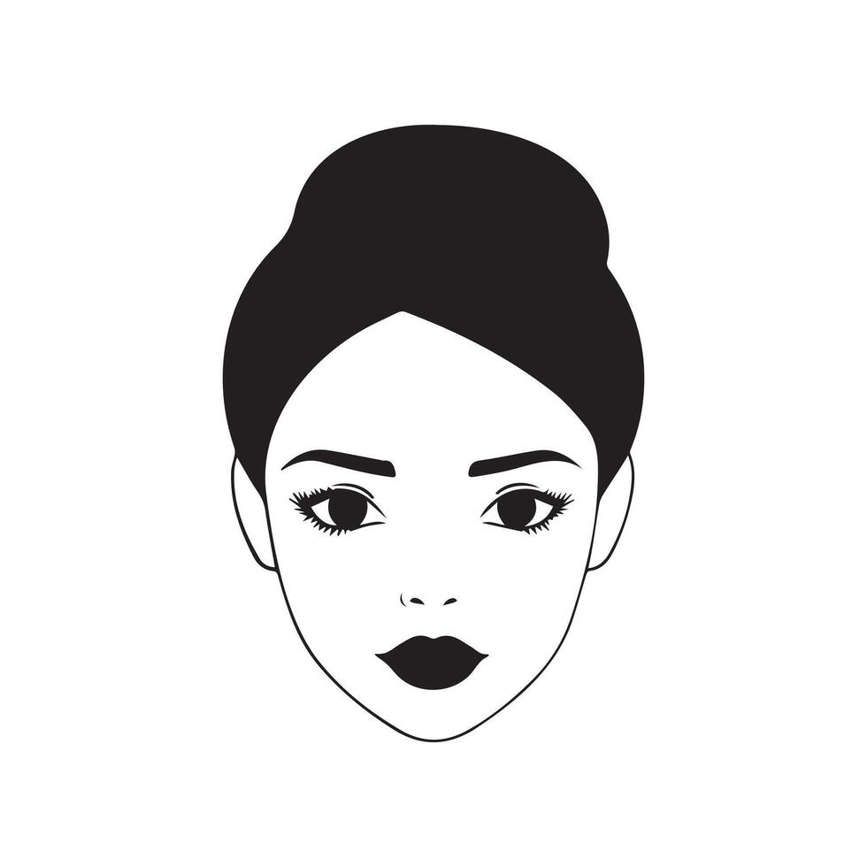 a black and white illustration of a woman's face vector