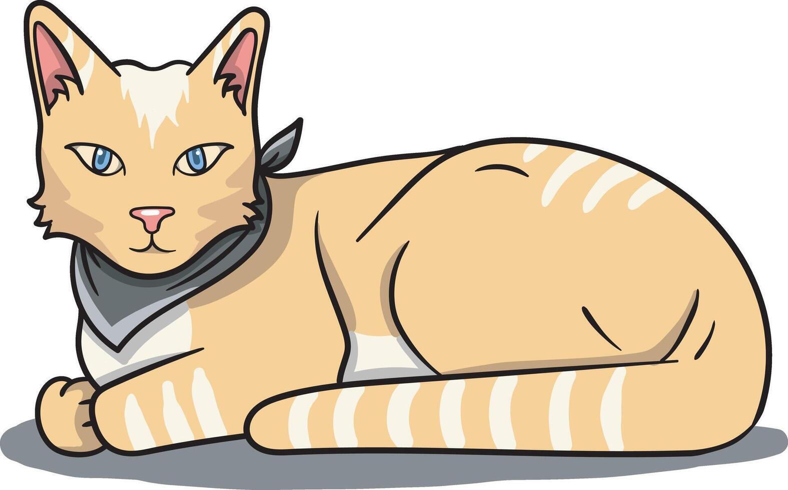 A cute cat illustration design with wearing a black neck bandana - for your unique design elements or asset - animal illustration with simply cartoon style vector