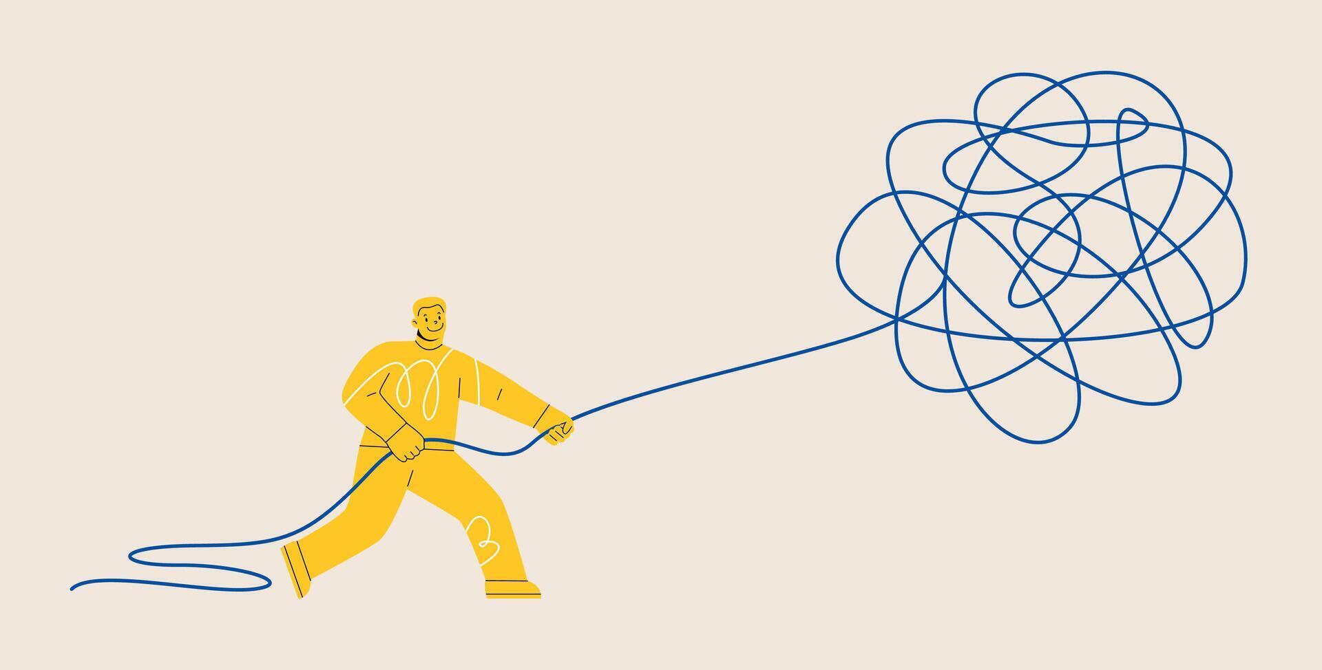 Unraveling difficult situations the concept of social psychiatry. Colorful illustration vector