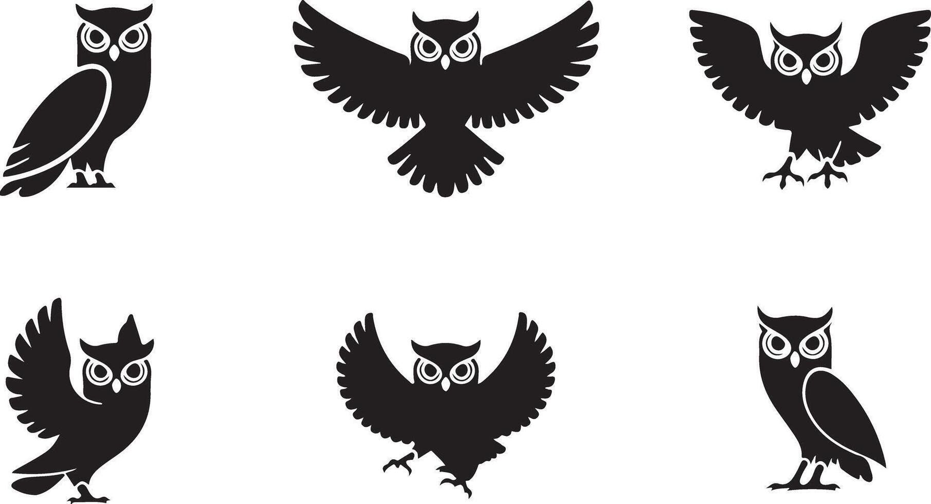 Basic Set of Owl silhouettes vector