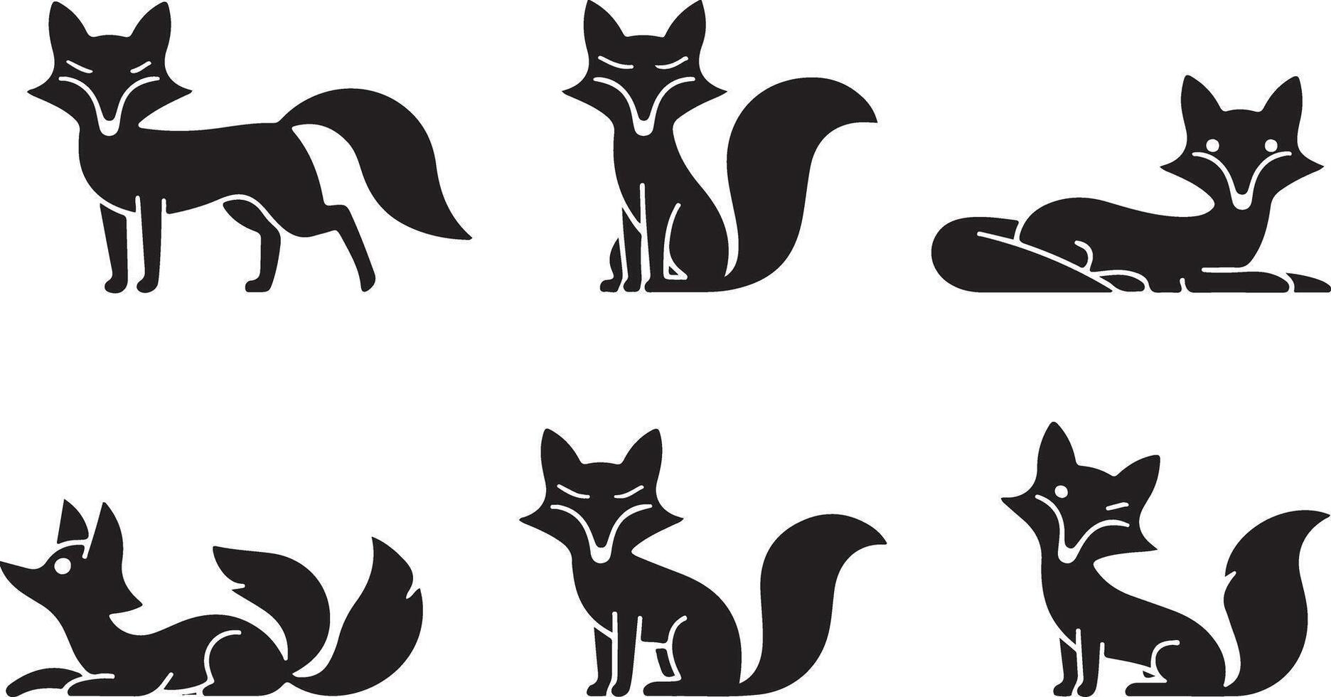 Set of Fox silhouette vector