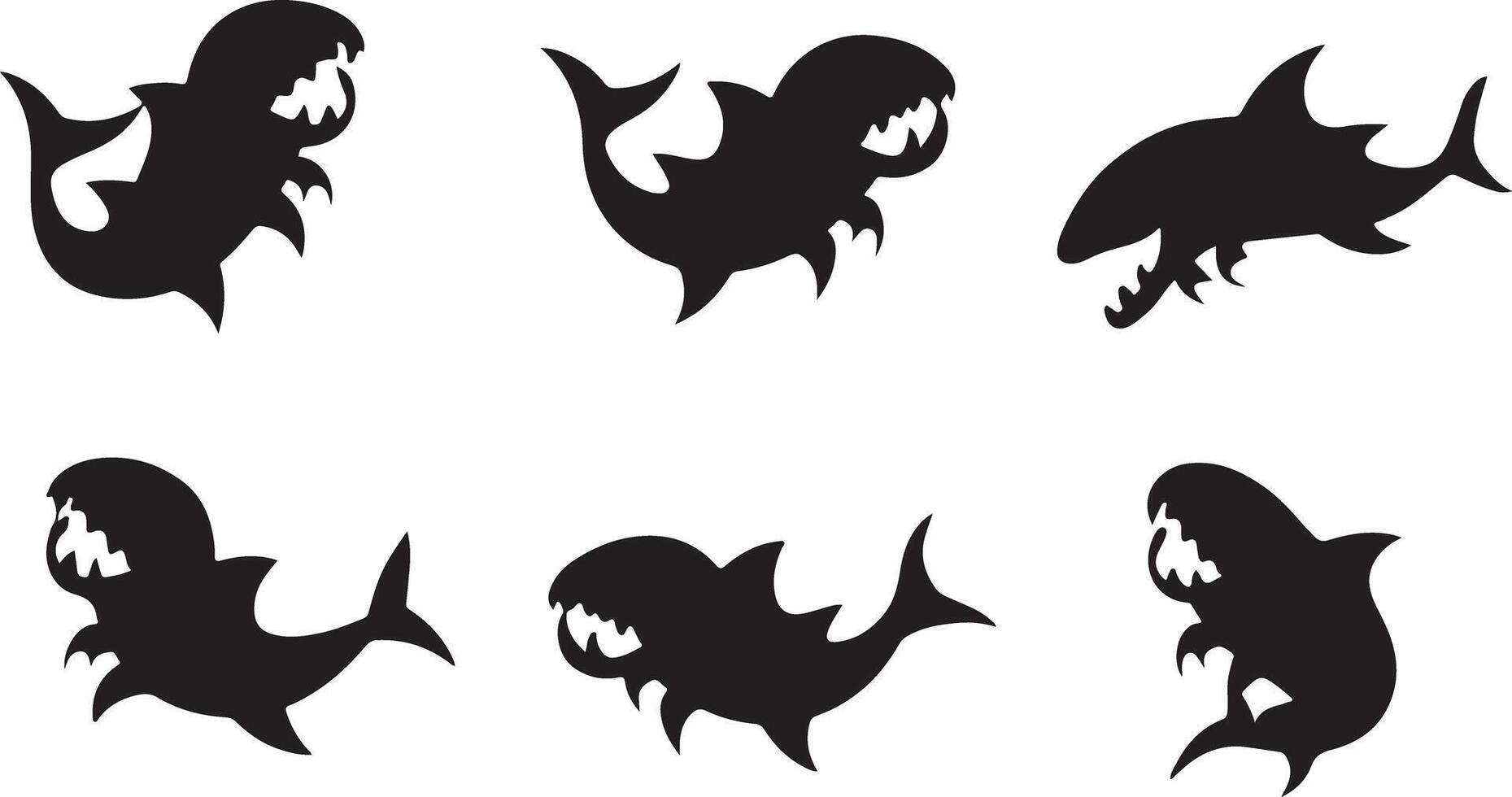 Set of Piranha silhouettes vector