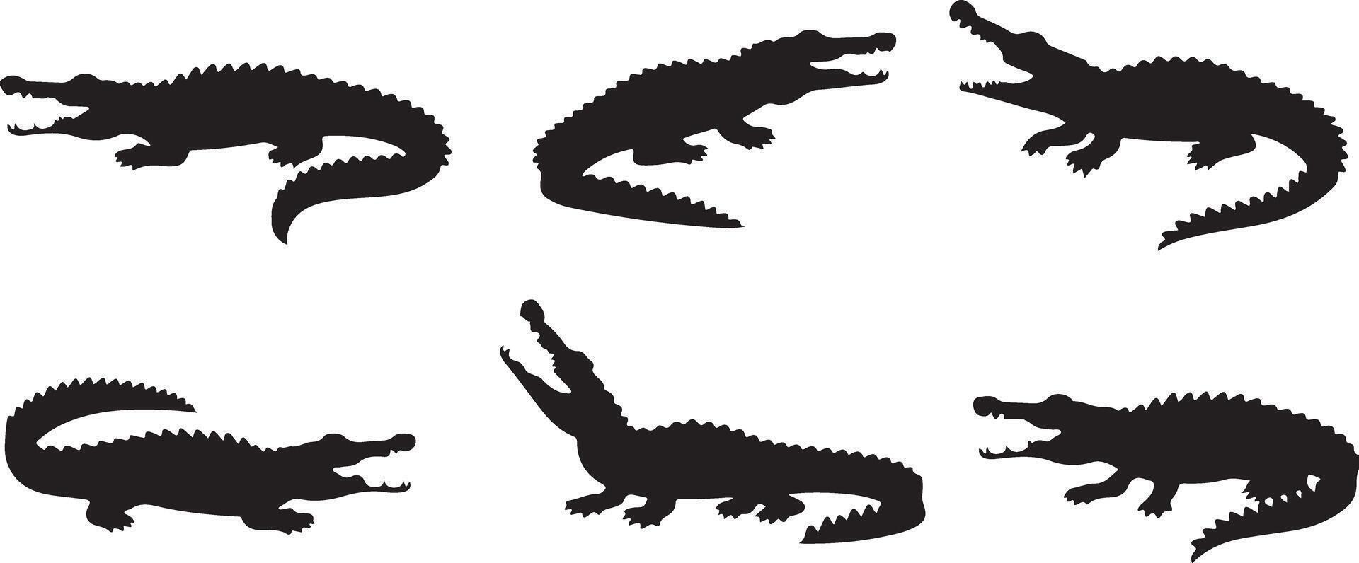 Black Crocodile silhouettes vector