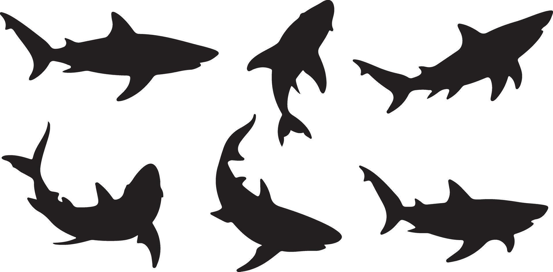 Black set Shark silhouettes vector