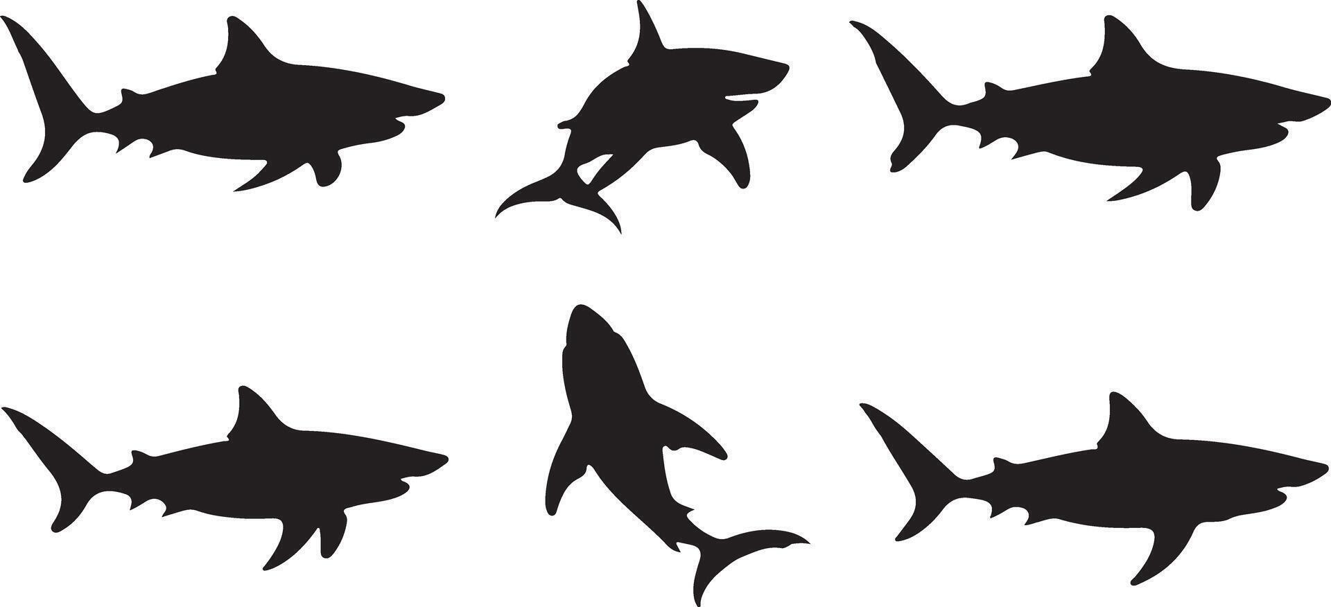 Black Shark silhouettes vector