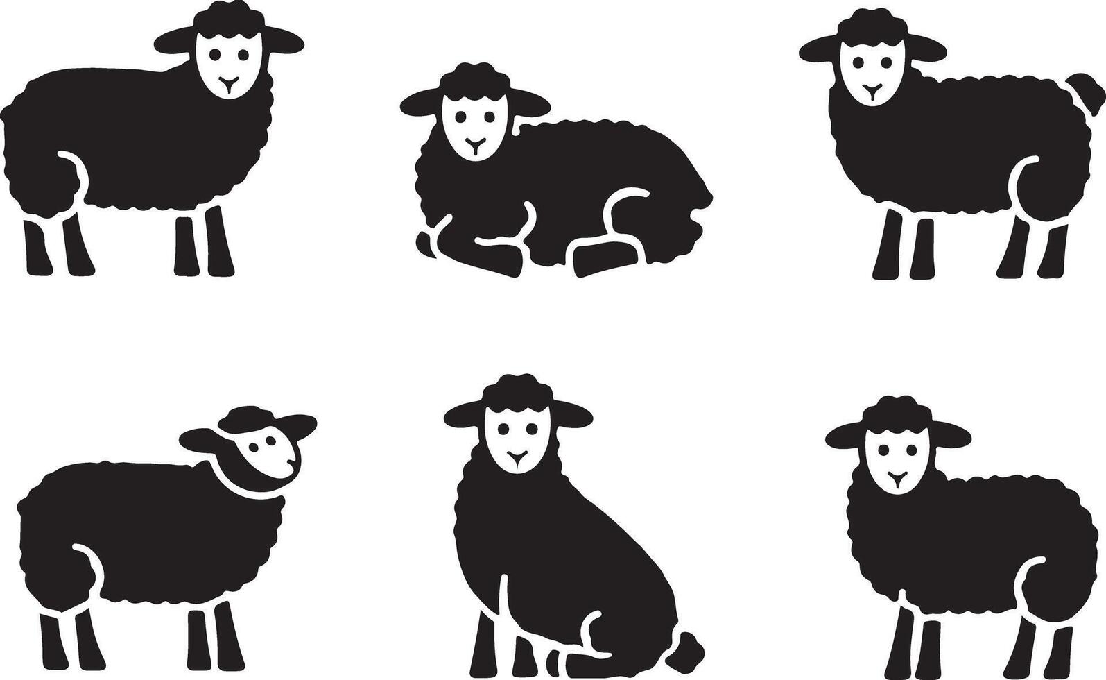 Set of Sheep silhouettes vector