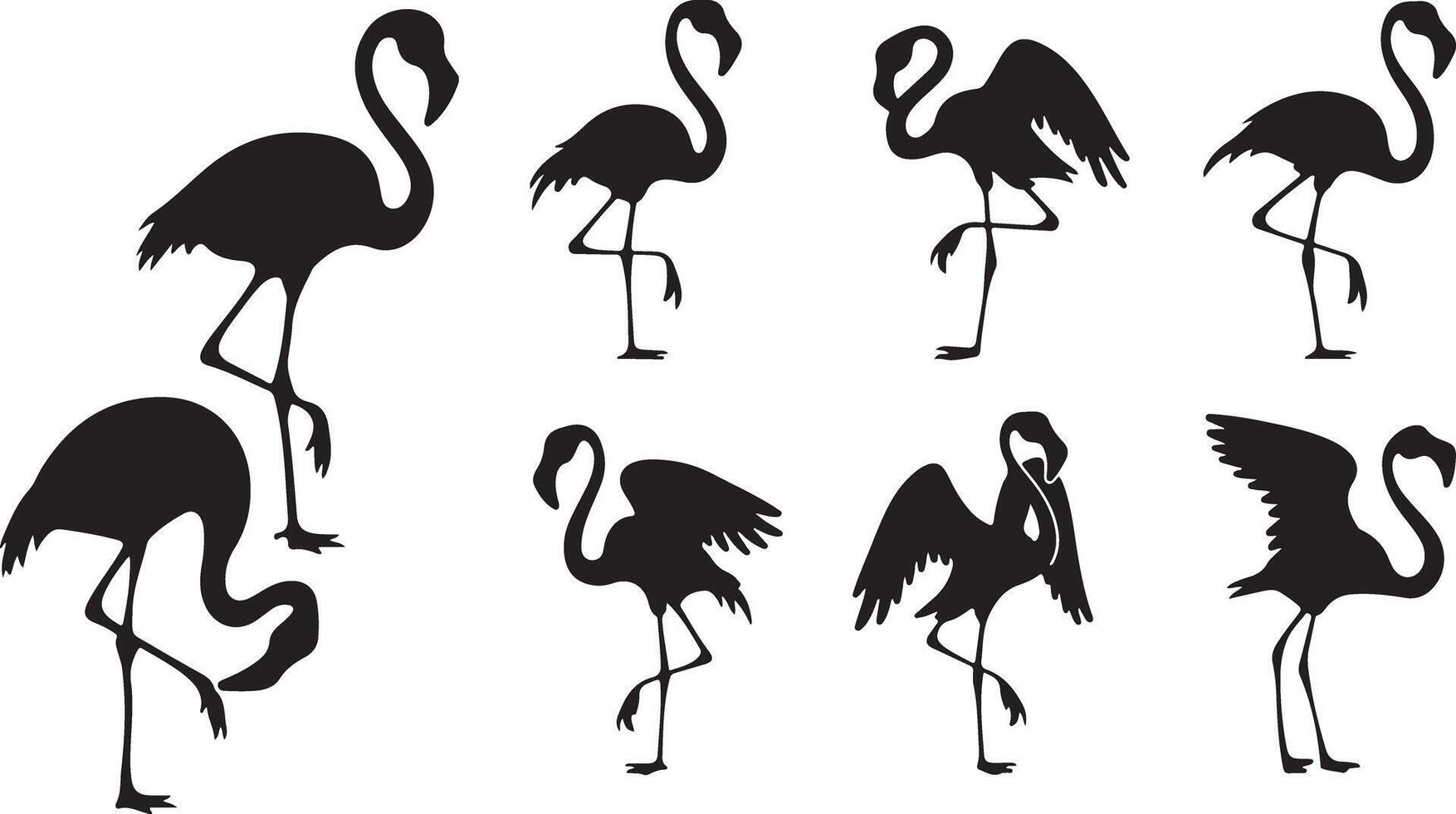 Collection of Flamingo silhouettes vector