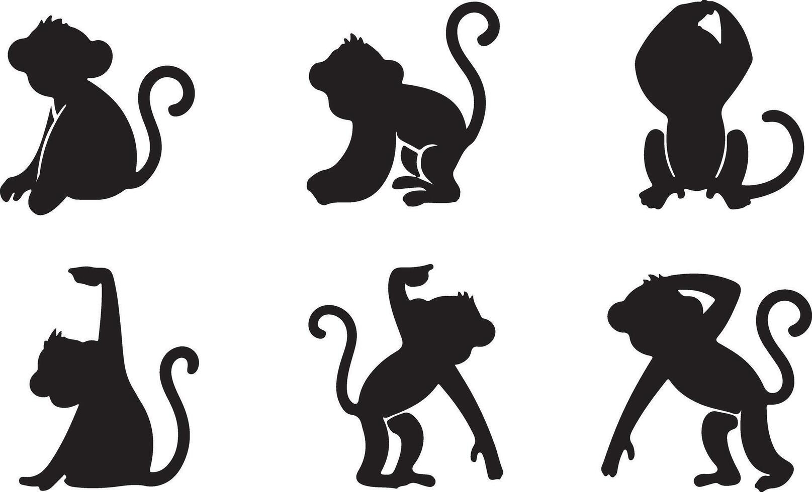black Monkey silhouettes vector