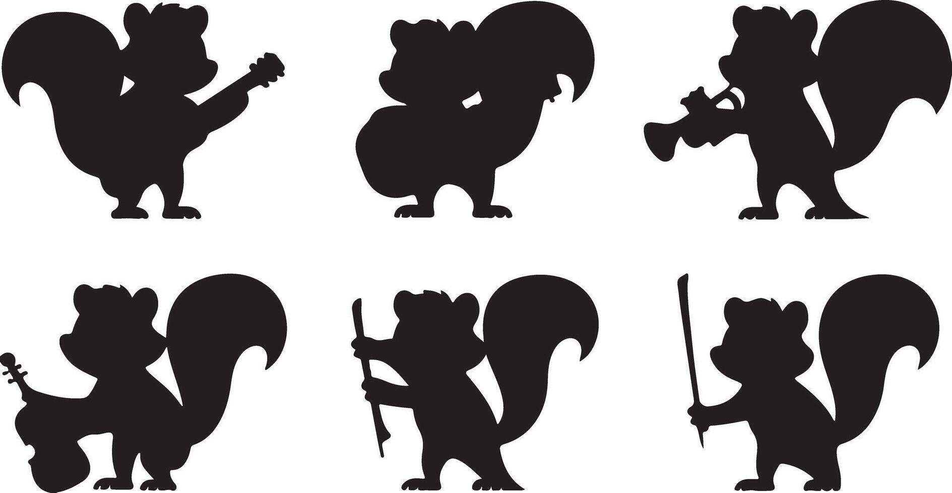 collation of Squirrel silhouettes vector