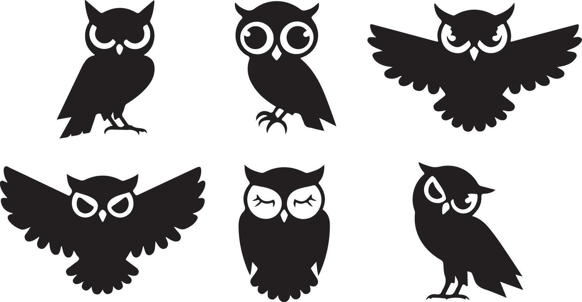 Collection of Owl silhouettes vector