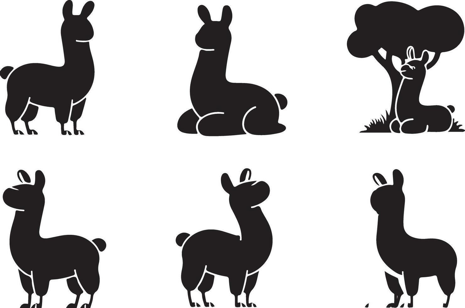 Black Llama silhouettes vector