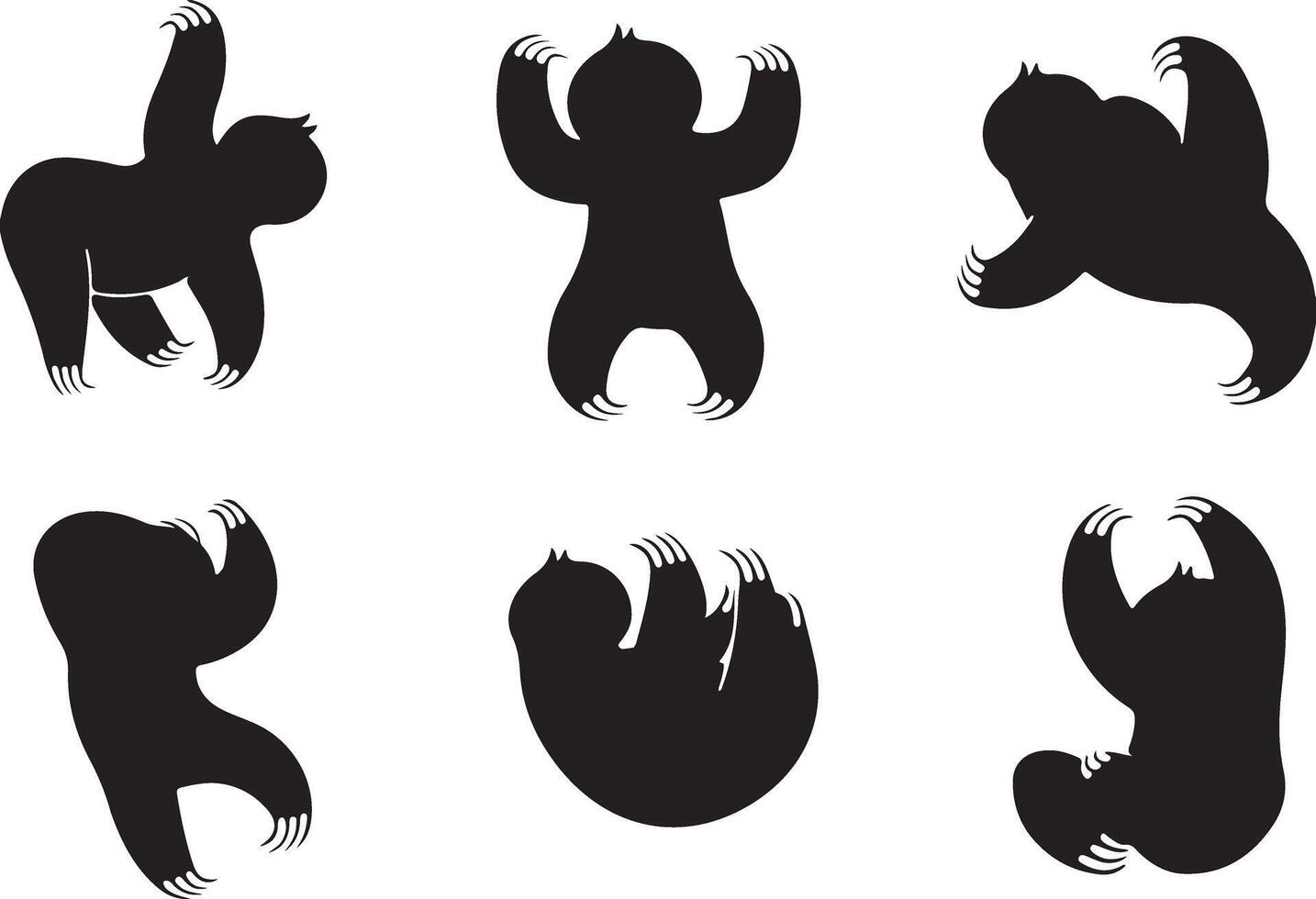 Sloth silhouettes set vector