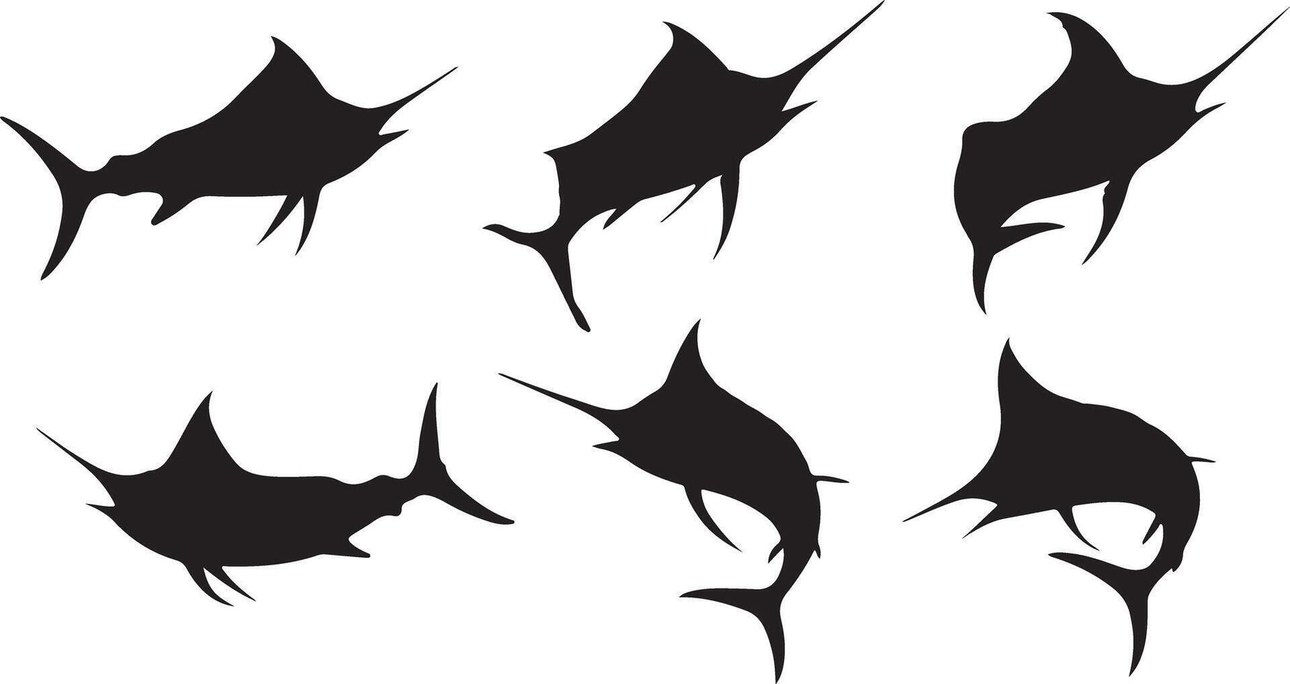 Black Marlin silhouettes vector