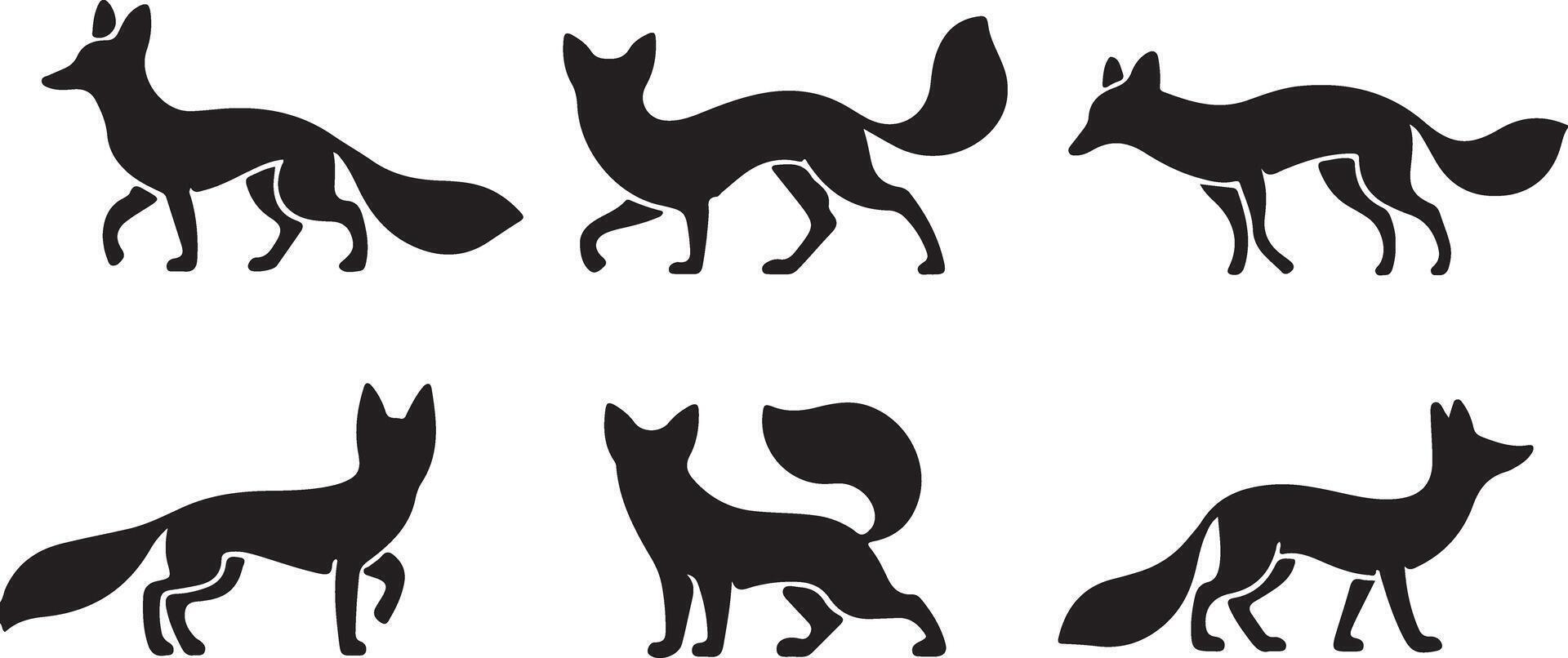 Black Fox silhouettes vector