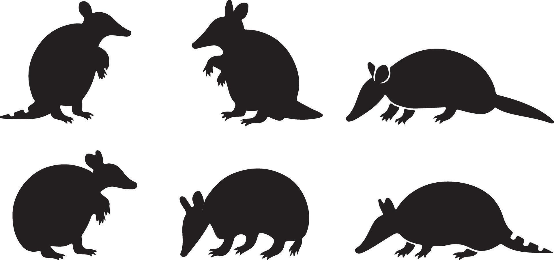 Armadillo silhouettes set vector