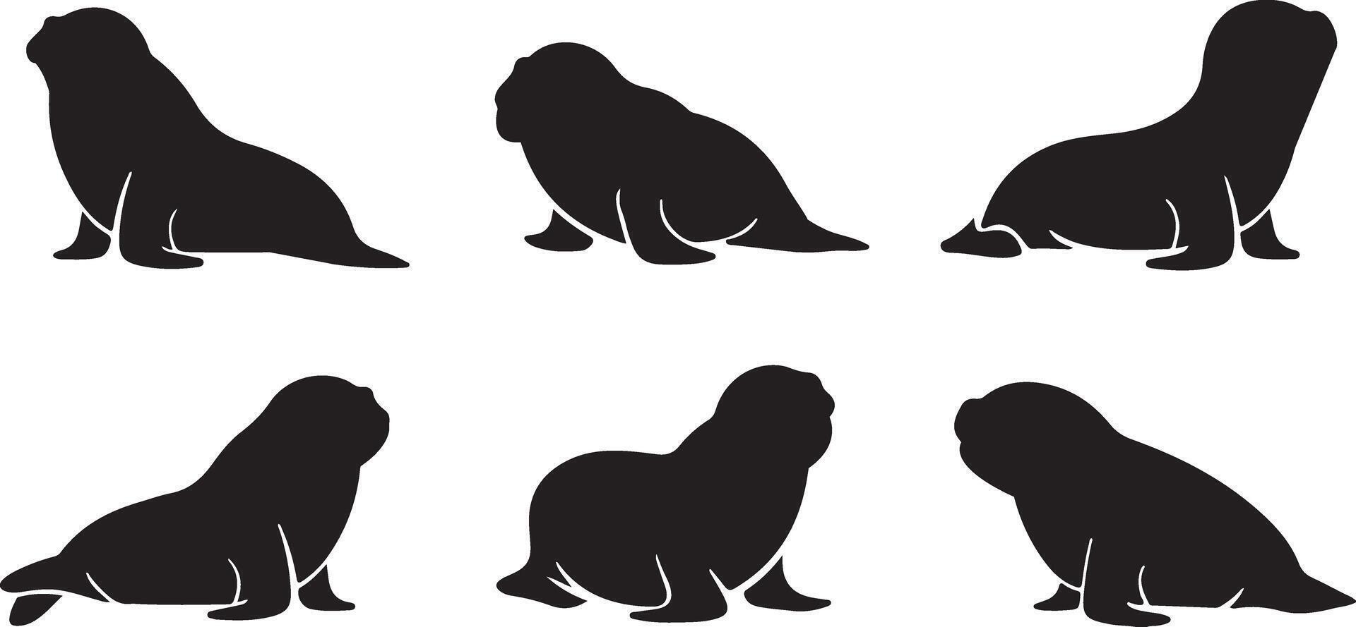 Black Walrus silhouettes vector