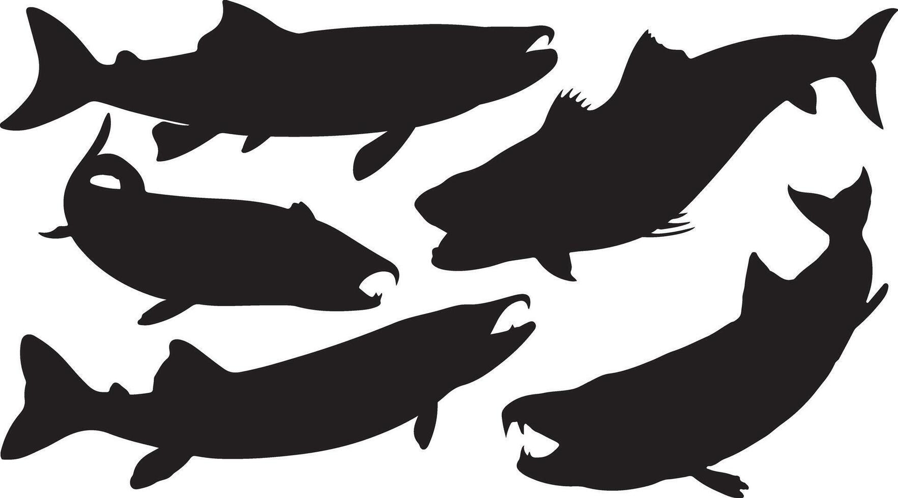 Collection of Sturgeon silhouettes vector