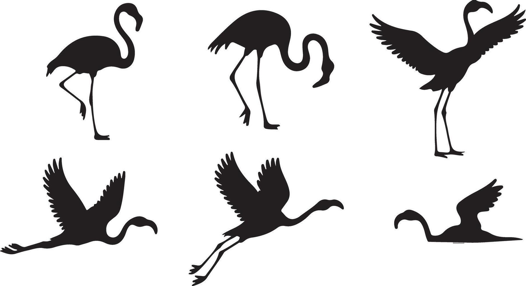 Black Flamingo silhouettes vector