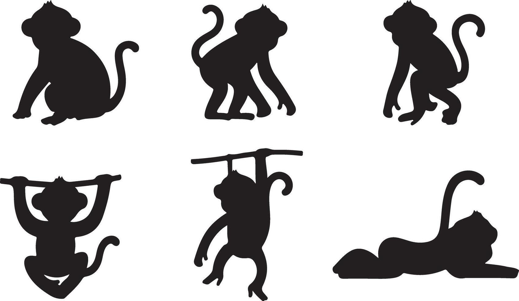 Monkey silhouettes collection vector