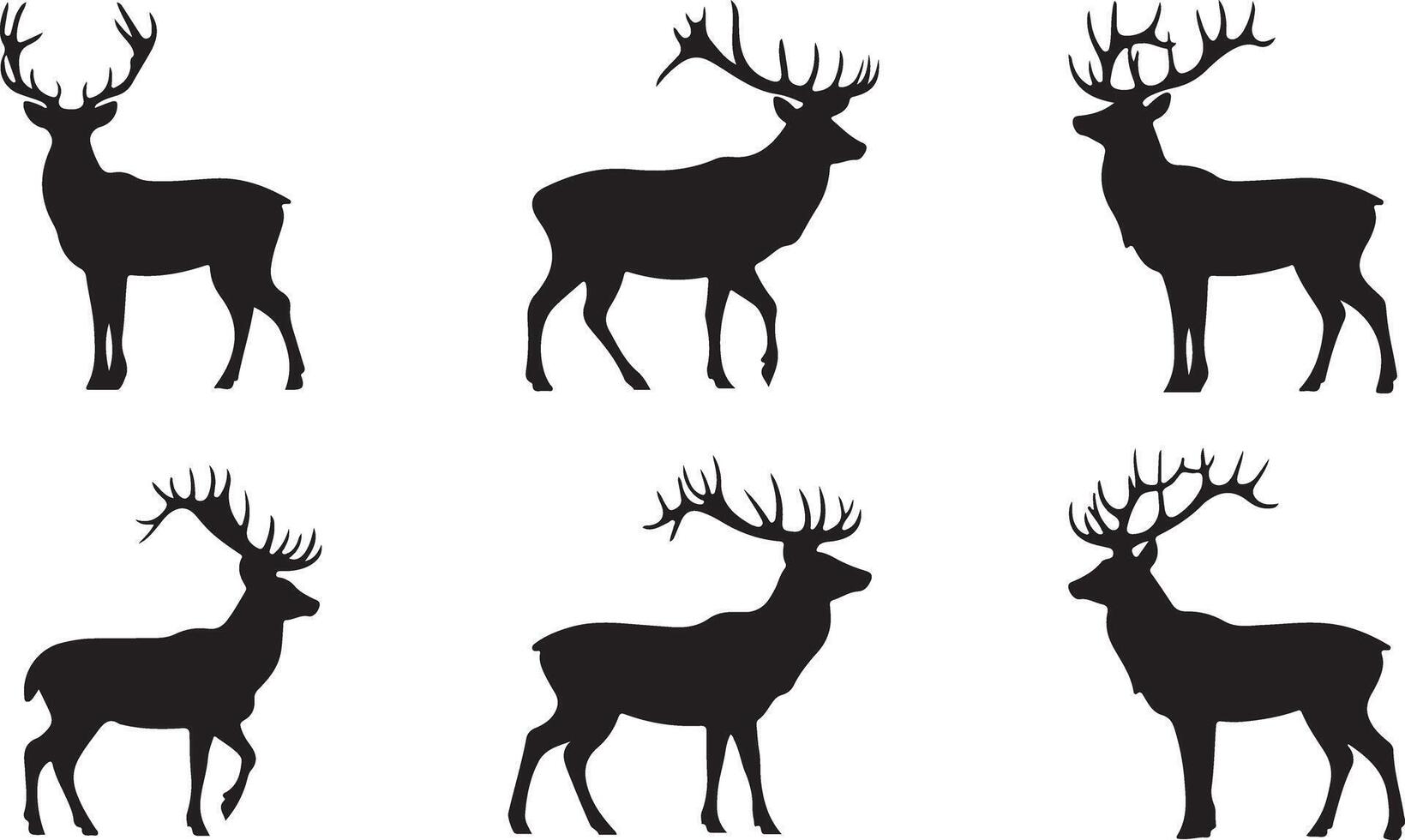 Set of Black Stag silhouettes vector
