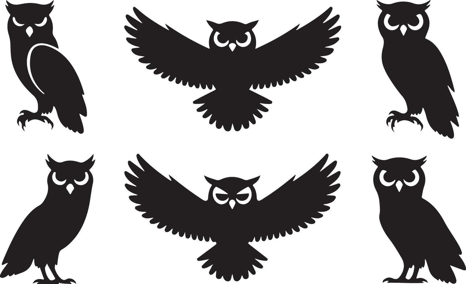 Black Owl silhouettes vector