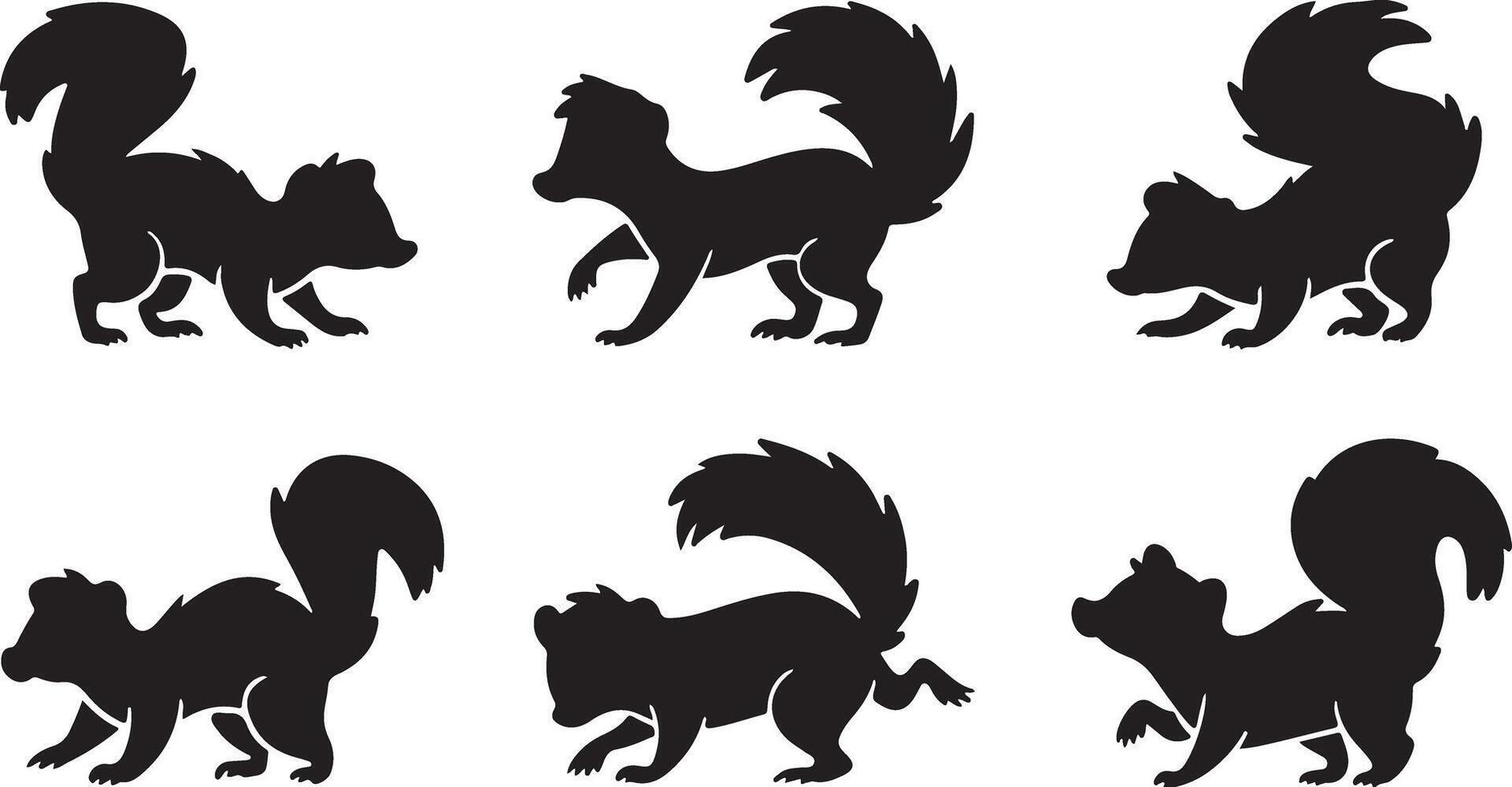 Squirrel silhouettes set vector