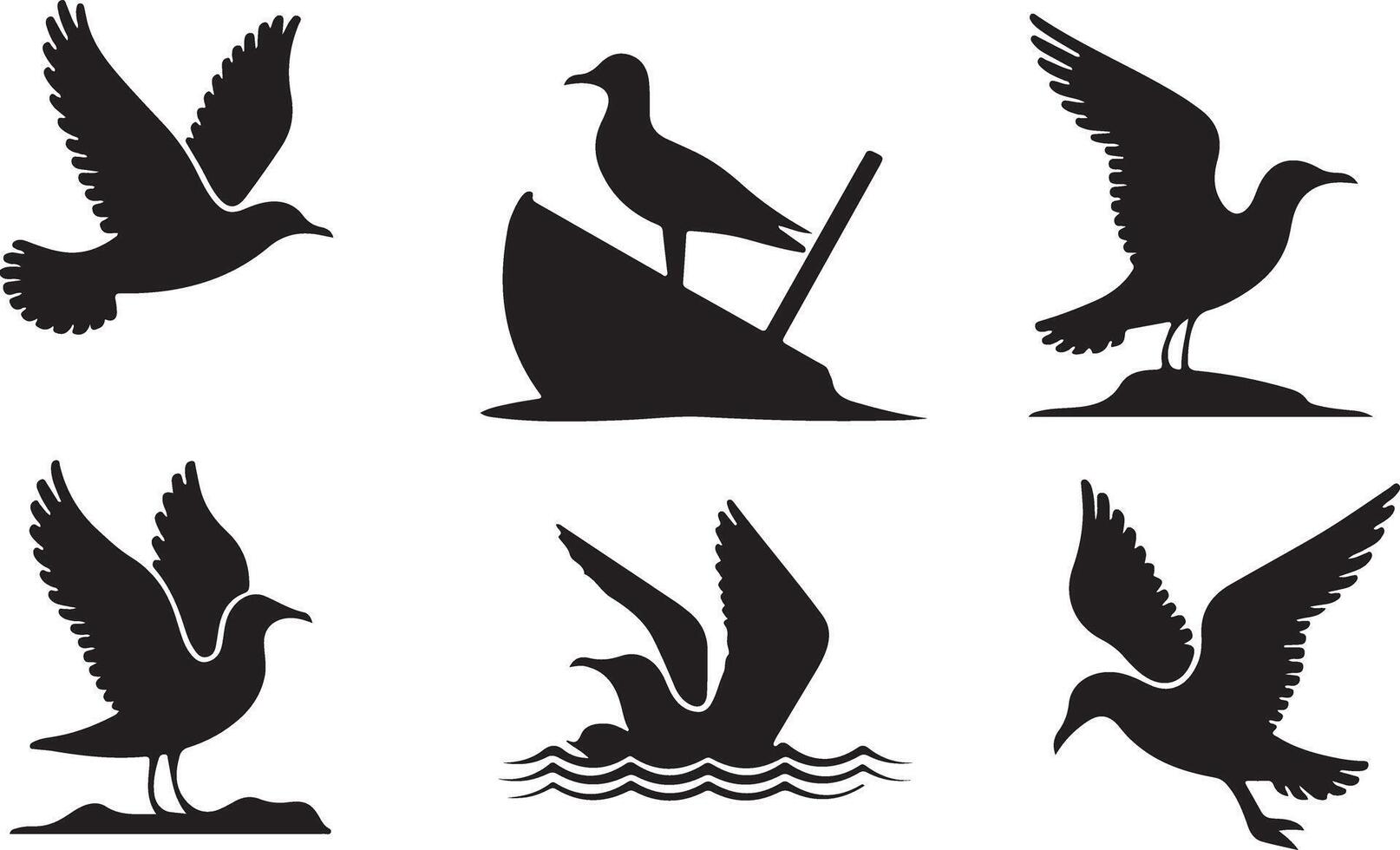 Seagull silhouette Set vector