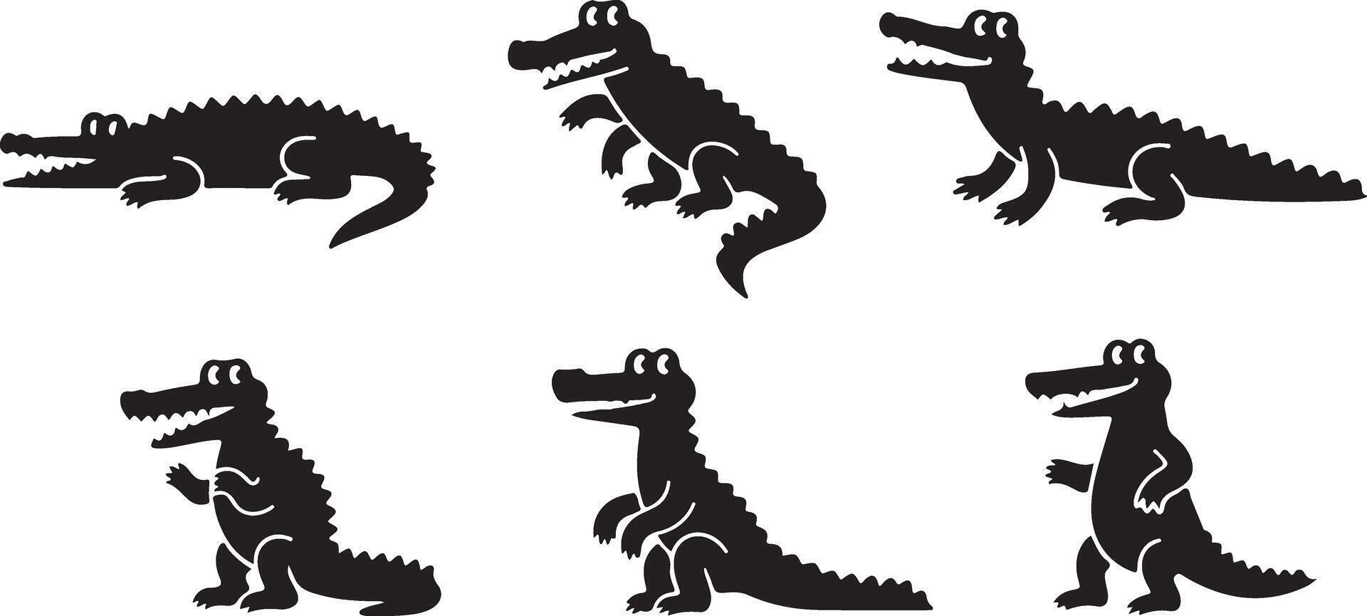 Black Crocodile silhouette vector