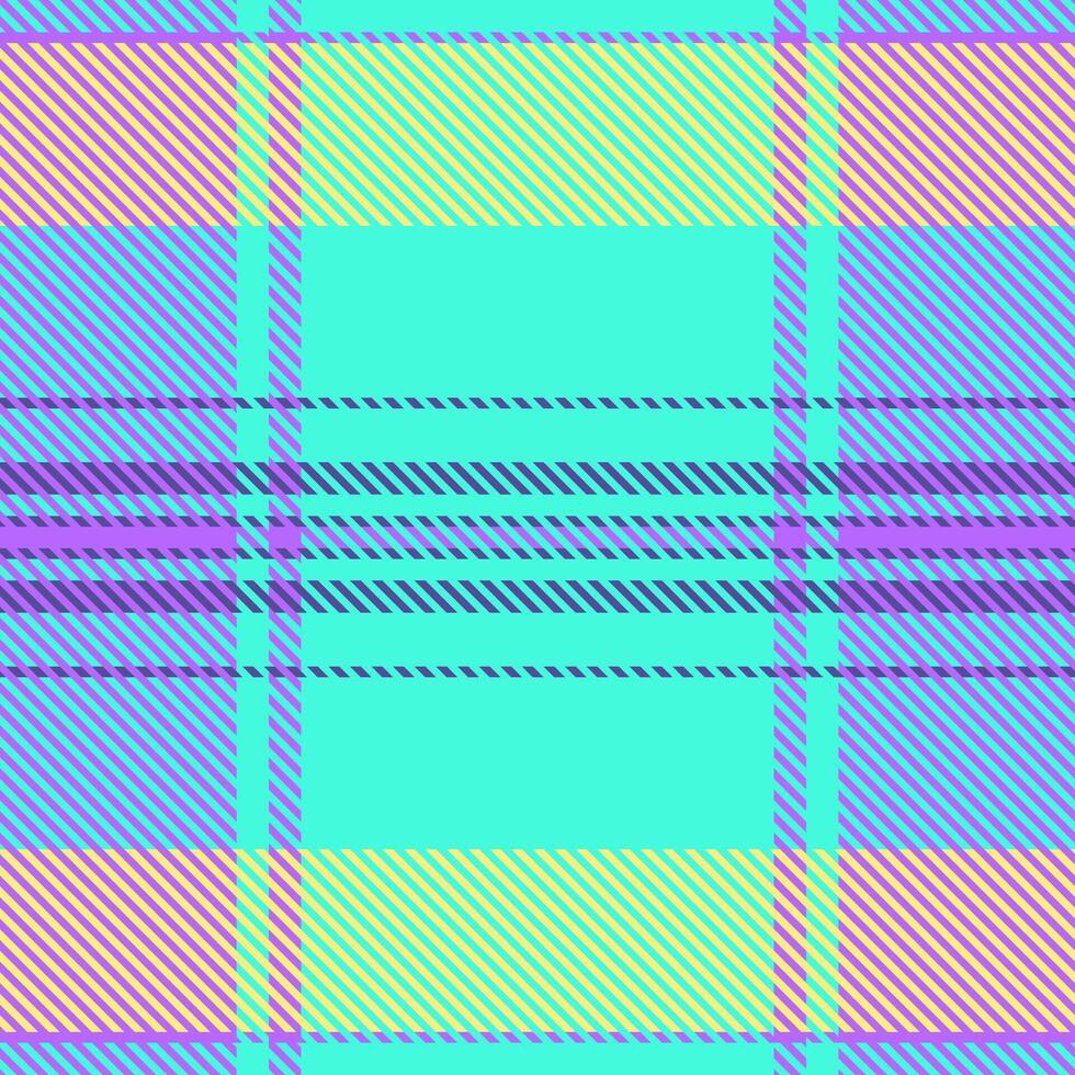Vibrant pastel plaid pattern in teal, lavender, and yellow. Perfect for textile design, website backgrounds, or trendy social media graphics. vector