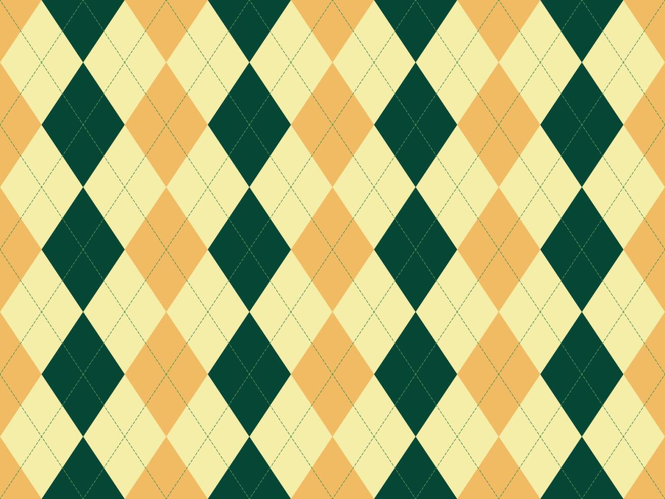 Elegant argyle pattern in muted green and gold tones. Perfect for backgrounds, textiles, or website designs. This classic diamond motif evokes sophistication and timeless style. vector