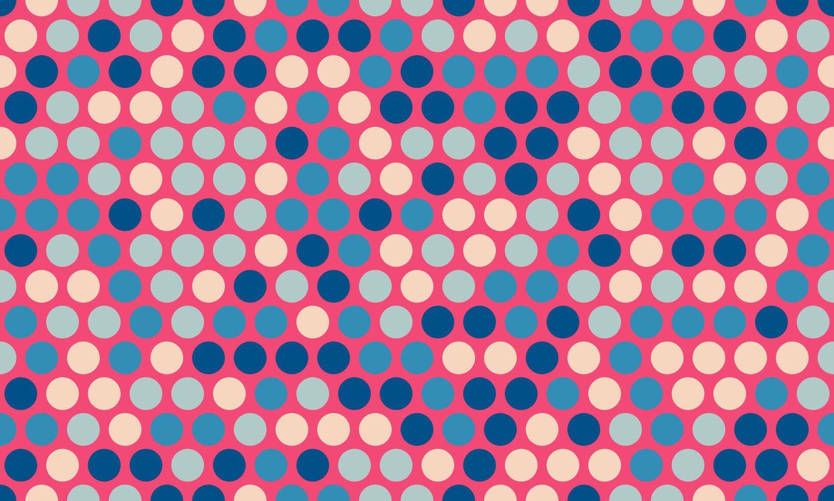 Vibrant abstract polka dot pattern featuring a playful arrangement of blue, pink, and beige circles on a pink background. vector