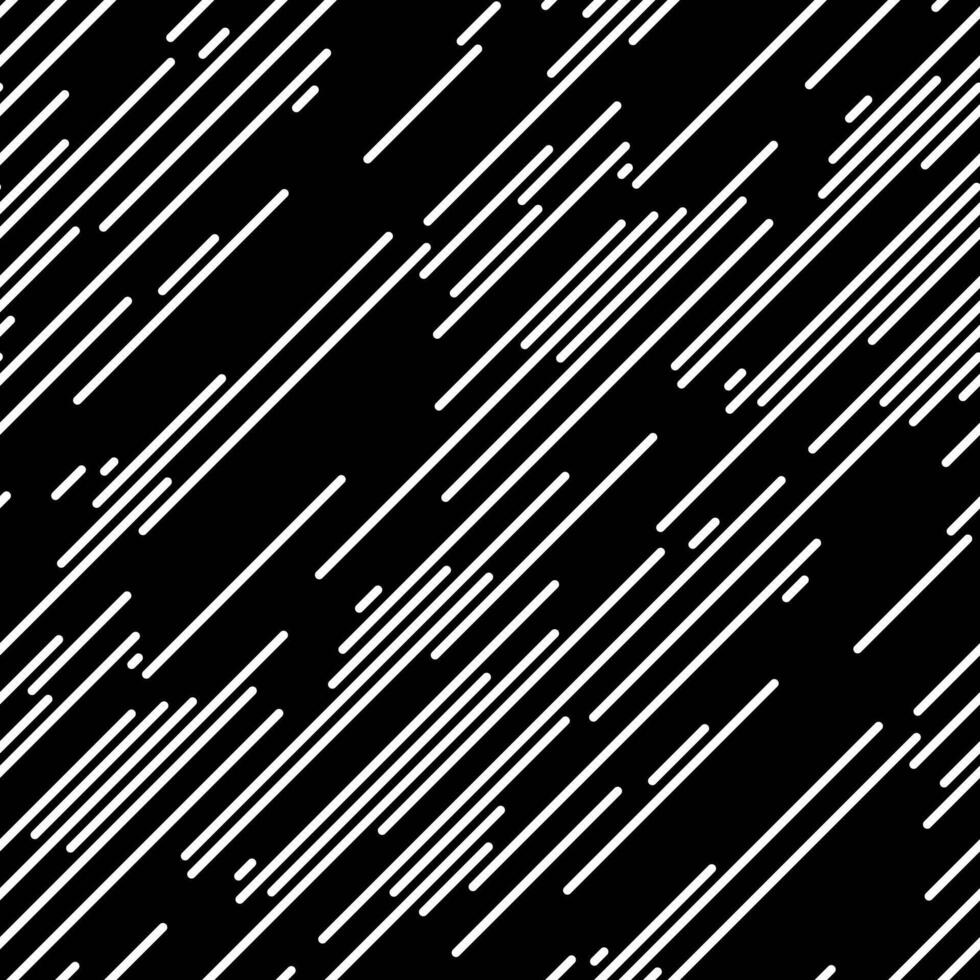Dynamic abstract background with diagonal white lines on a black backdrop. Suggests speed, movement, and modern technology. Ideal for website banners, presentations, or textile designs. vector