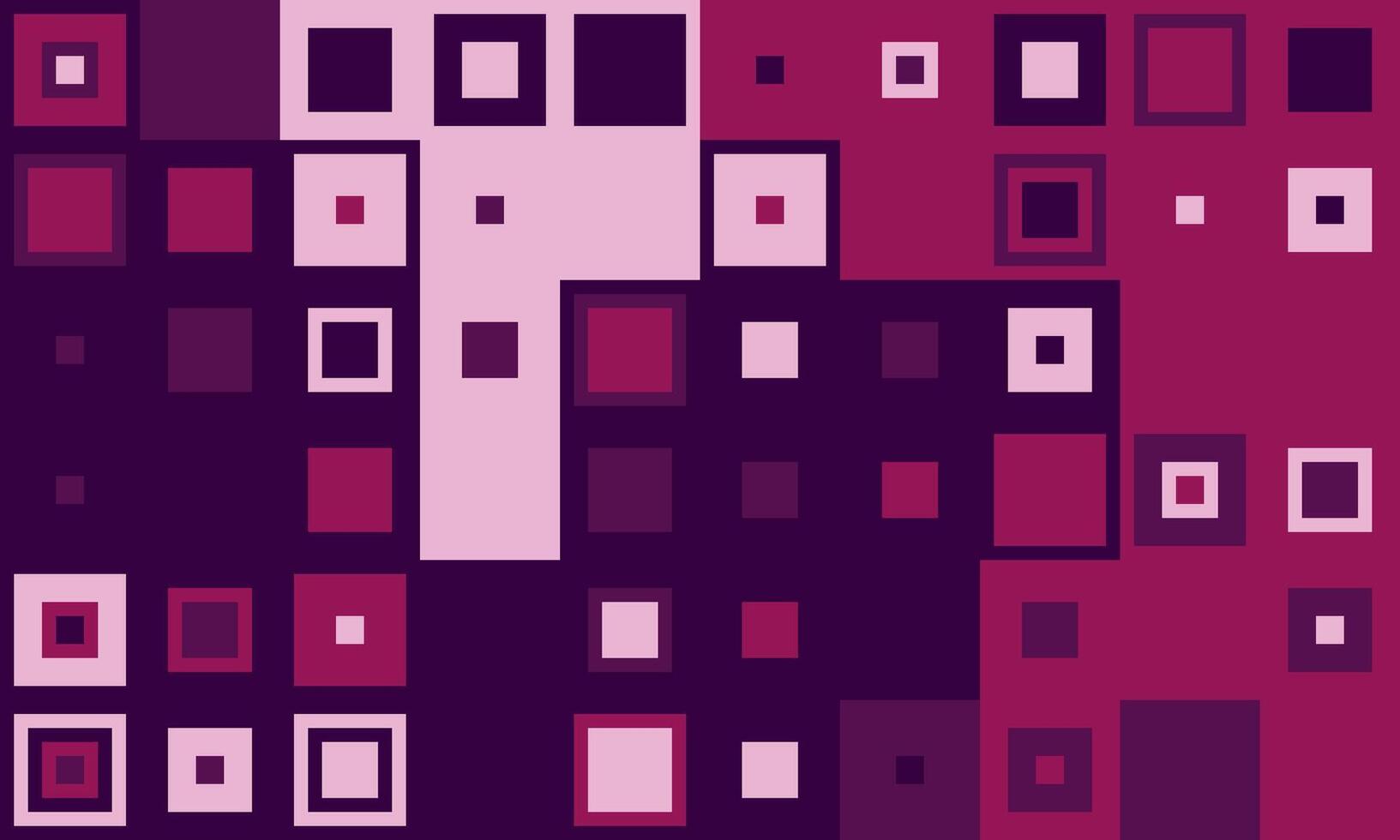 Abstract geometric background featuring a dynamic composition of squares in varying shades of purple and pink. vector