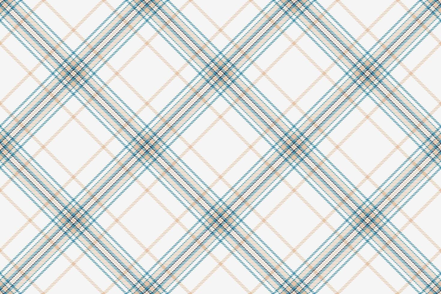Elegant diagonal plaid pattern in soft teal, beige, and white. Perfect for textile design, wallpaper, or website backgrounds. vector