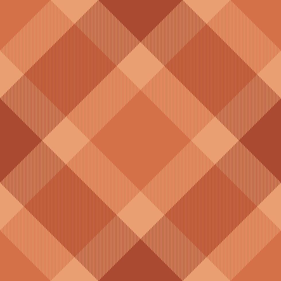 Periodic texture fabric textile, costume check background pattern. Production tartan seamless plaid in orange and red colors. vector