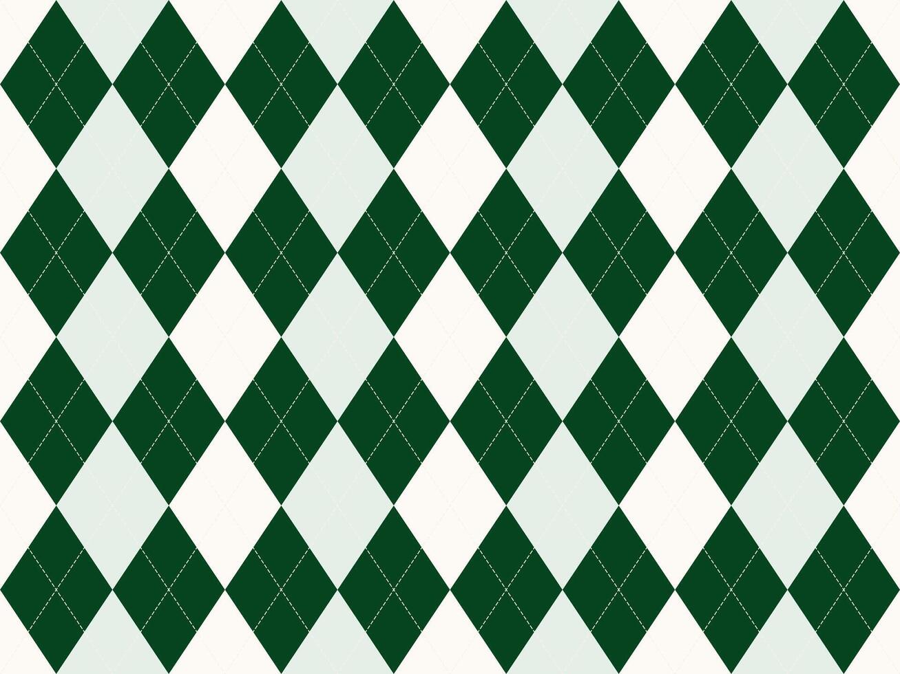 Elegant argyle pattern in green, white, and light green. Perfect for backgrounds, textiles, or fashion designs. This classic diamond pattern evokes sophistication and timeless style. vector