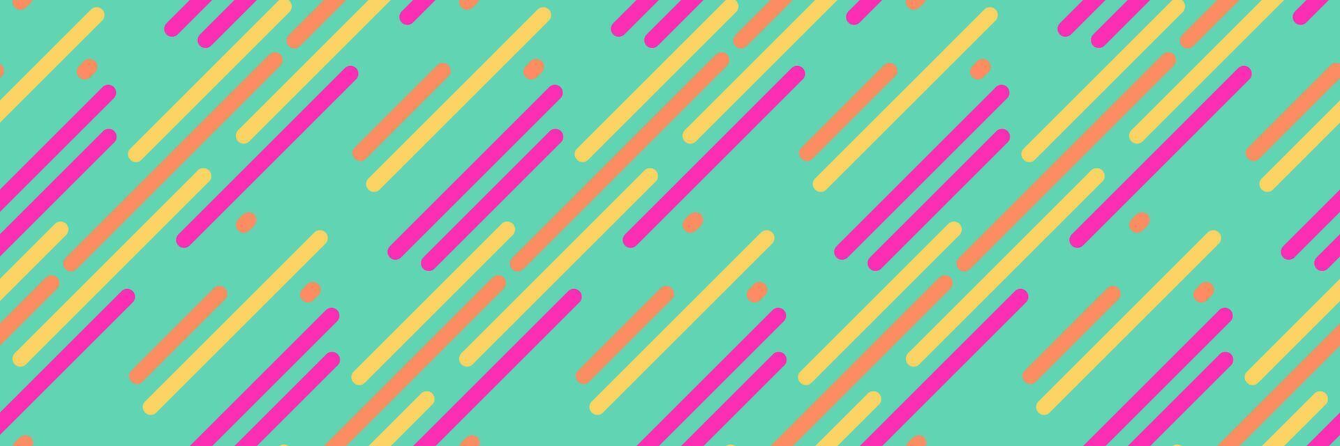 Vibrant diagonal lines in pink, yellow, and orange on a teal background create a dynamic, playful pattern. vector