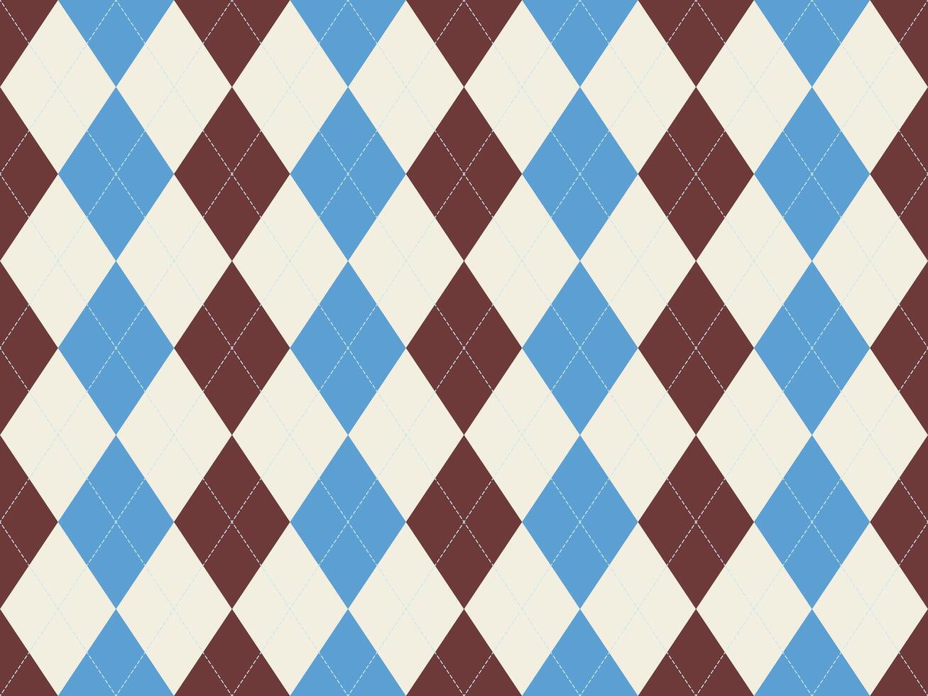 Elegant argyle pattern in classic blue, cream, and maroon. Perfect for adding a touch of sophisticated style to websites, textiles, and packaging. vector