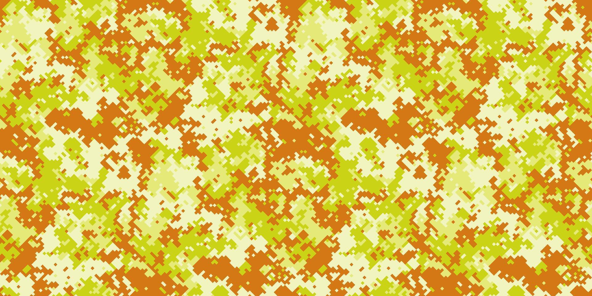 Abstract digital camouflage pattern in vibrant yellow and orange hues. Perfect for textile design, backgrounds, or modern graphic projects. vector