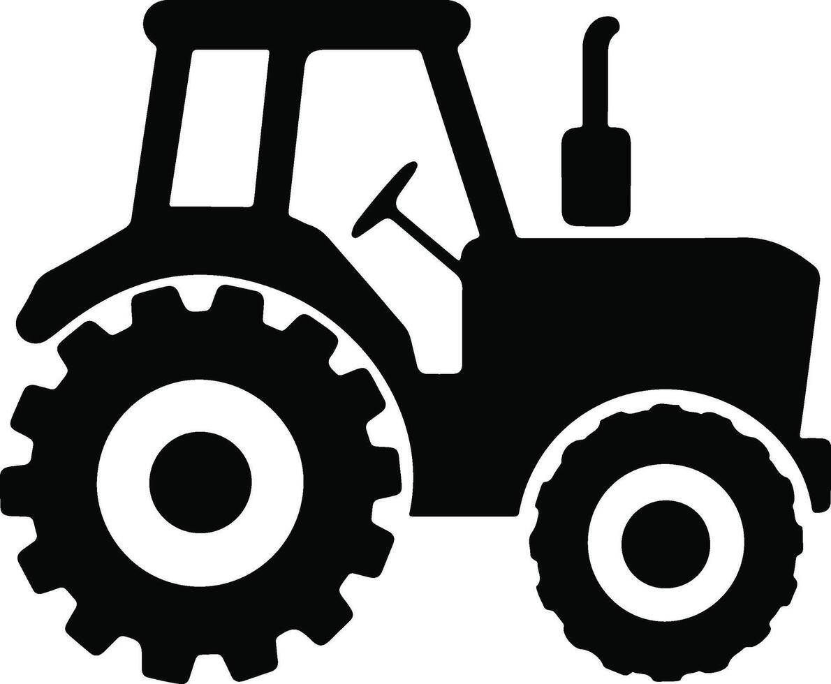 Plowing Tractor Silhouette Illustration vector